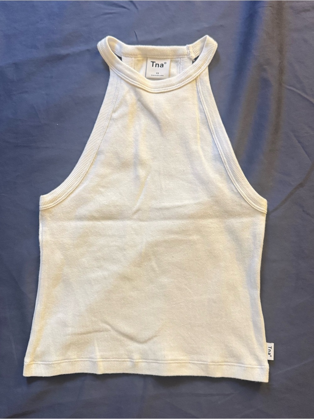 TNA Ribbed Halter Tank Top in White